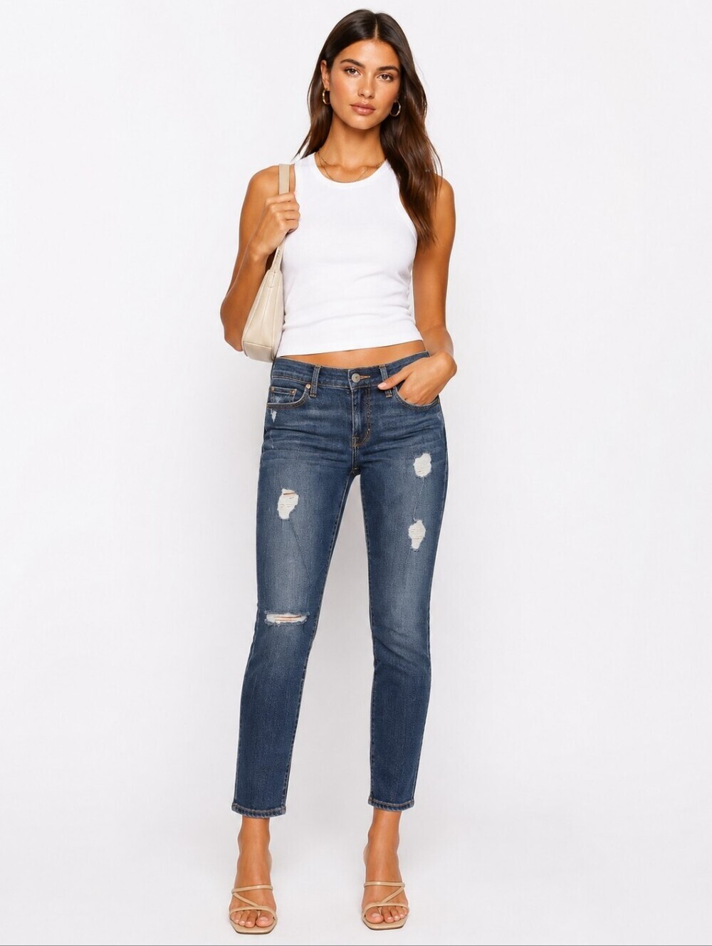 ❤️ 7 FOR ALL MANKIND B(AIR) DISTRESSED ANKLE SKINNY JEANS, 00 (24)